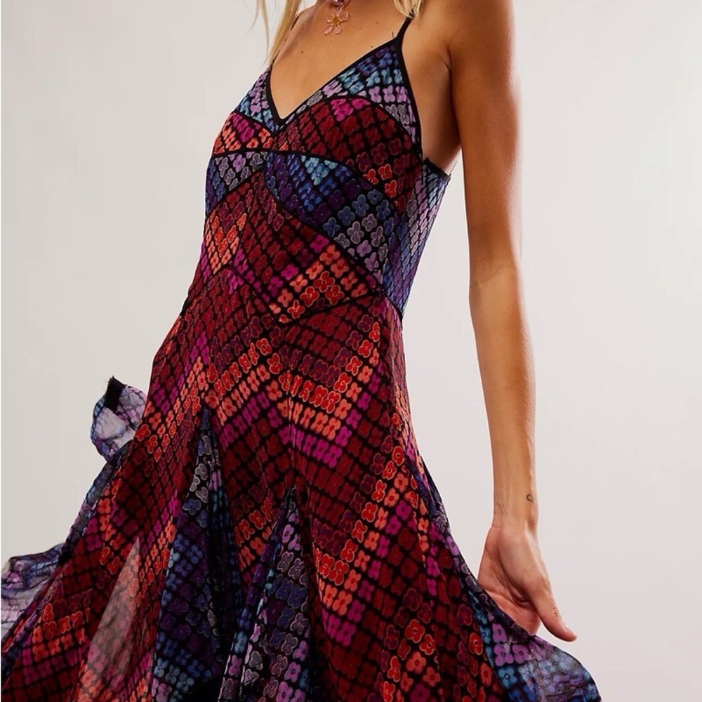 Free People Red and Blue Maxi Dress